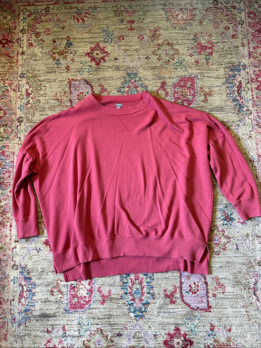 aerie Oversized Crewneck Sweater in Rose Pink